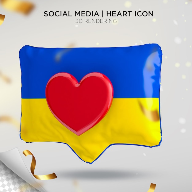 PSD ukraine love icon social media notifications premium psd file