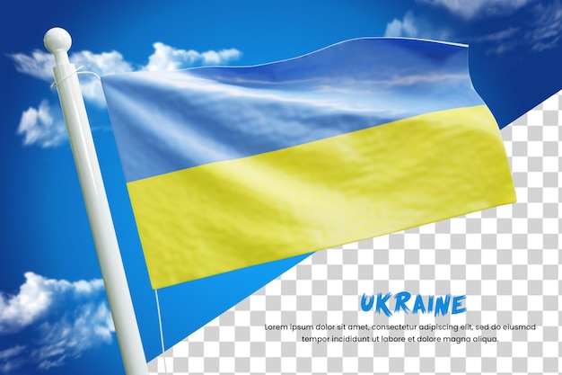 PSD ukraine realistic flag 3d render isolated or 3d ukraine waving flag illustration