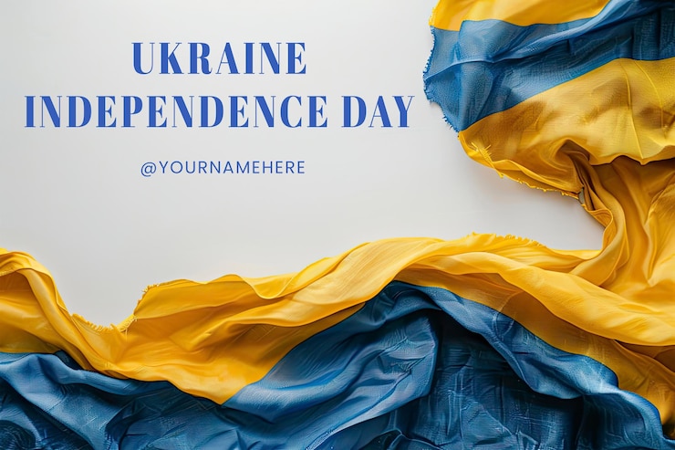 PSD постер дня независимости украины с цветами украинского флага на простом фоне