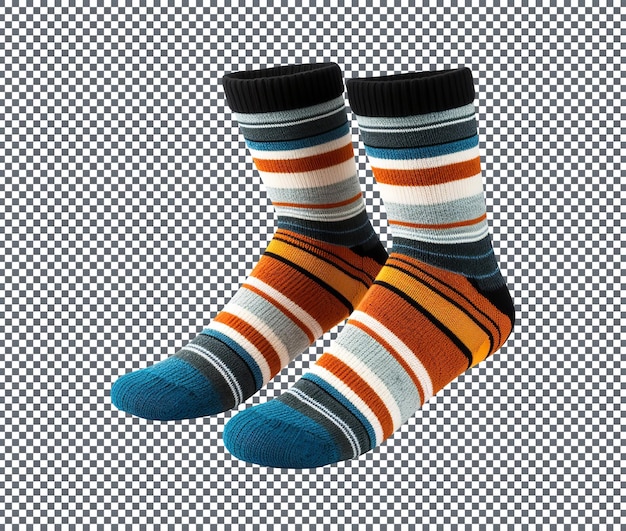 Ullsokker med stripedesign isolert på transparent bakgrunn