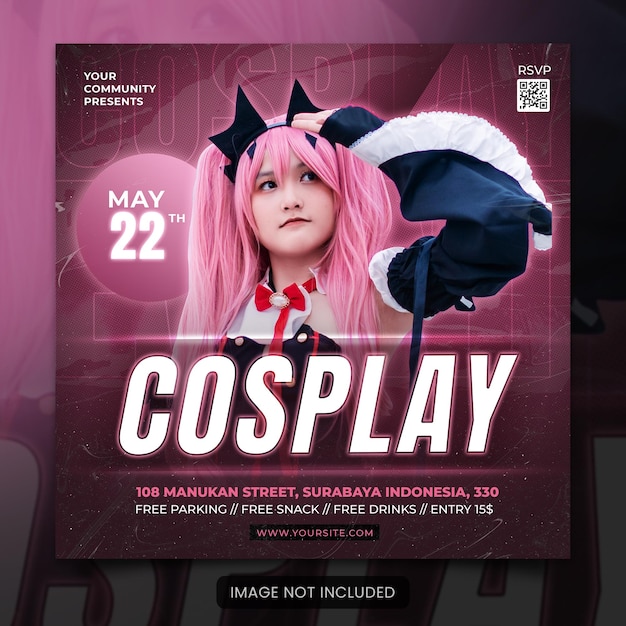 Ulotka Festiwalowa Cosplay Szablon Postu W Mediach Społecznościowych