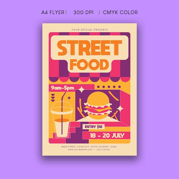 PSD ulotka street food festival