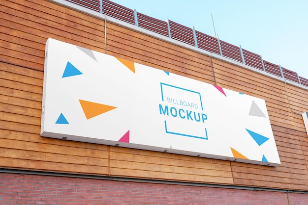 ultra wide billboard mockup on building wall