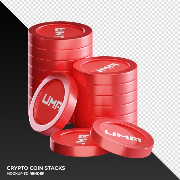 Uma coin stacks cryptocurrency 3d render illustration