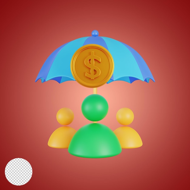 Umbrella 3d illustration with dollar