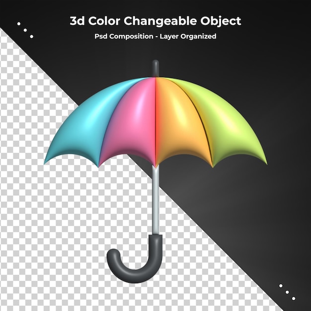 Psd 구성에 대한 투명한 배경에 우산 3d 렌더링