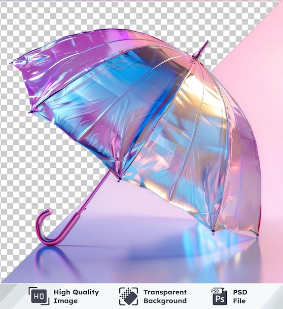 PSD umbrella on a blue table against a pink background