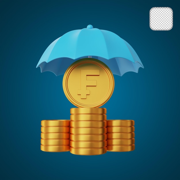 PSD umbrella franc 3d illustration