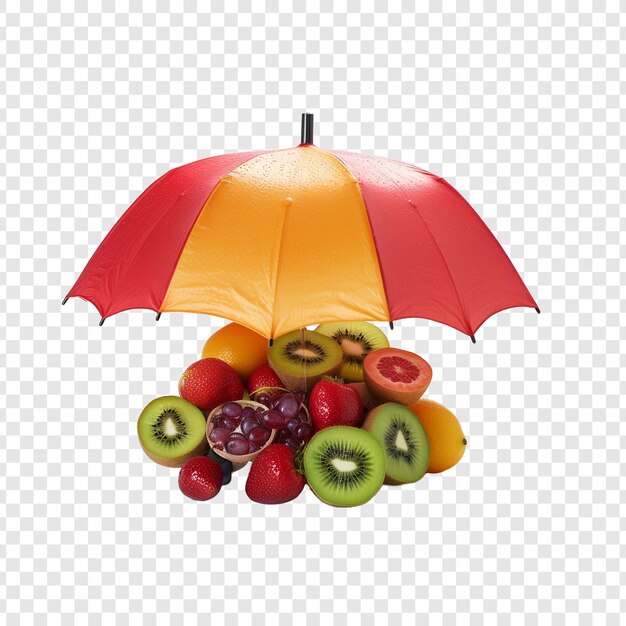 PSD umbrella fruit isolated on transparent background