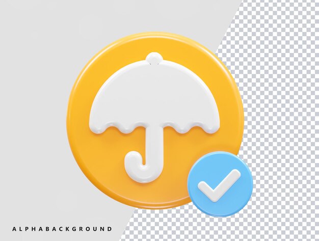 PSD umbrella icon render 3d rendering illustration