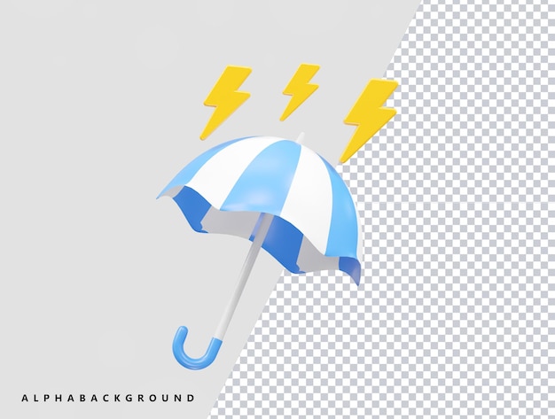 Umbrella icon render 3d rendering illustration