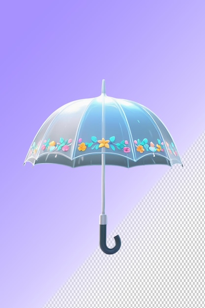 PSD an umbrella with flowers on it and a purple background