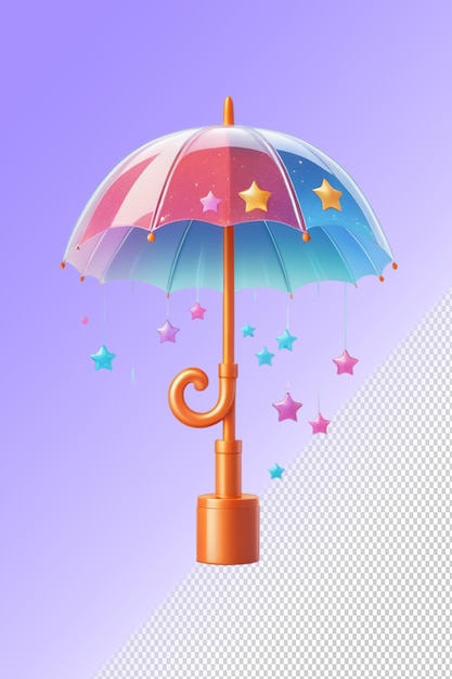PSD an umbrella with stars and a red handle