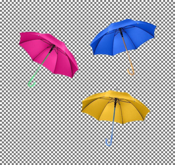PSD umbrellas isolated on white