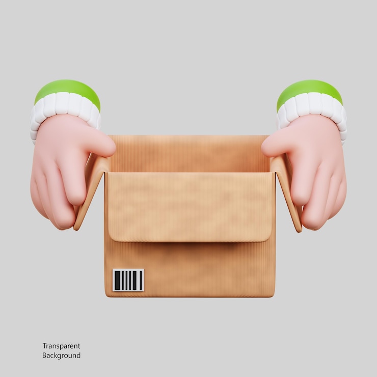 PSD unboxing 3d icon illustration