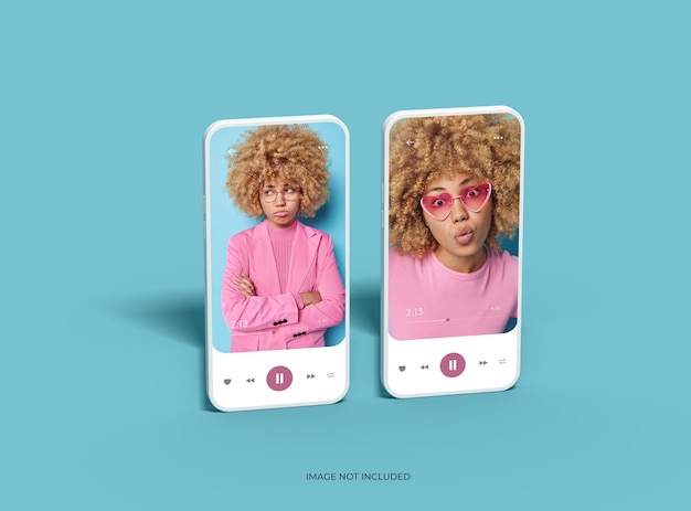 PSD unbranded smartphone template with customizable design for uiux product showcase 3d render