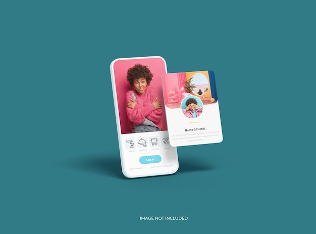unbranded white smartphone template with separated popups ui ux app concept 3d render