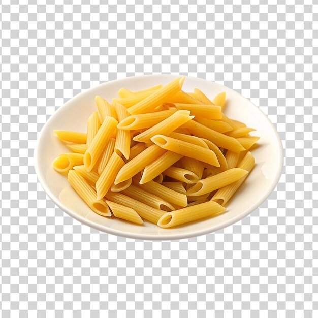 Pasta cruda di penne isolata su sfondo trasparente