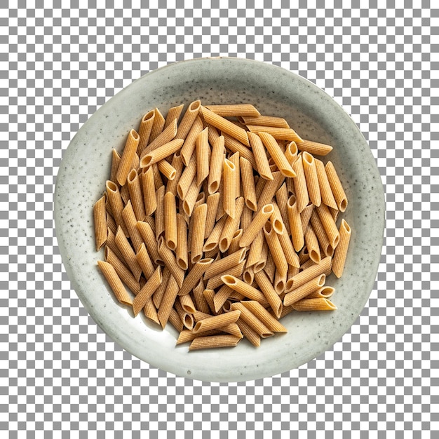 PSD uncooked whole grain pasta on transparent background