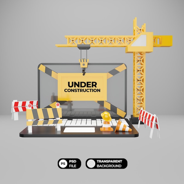 under construction page 3d model illustration