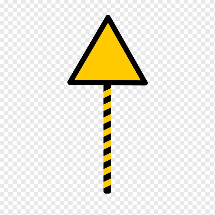 PSD under construction sign blank yellow triangle triangle yellow background with warning stripes