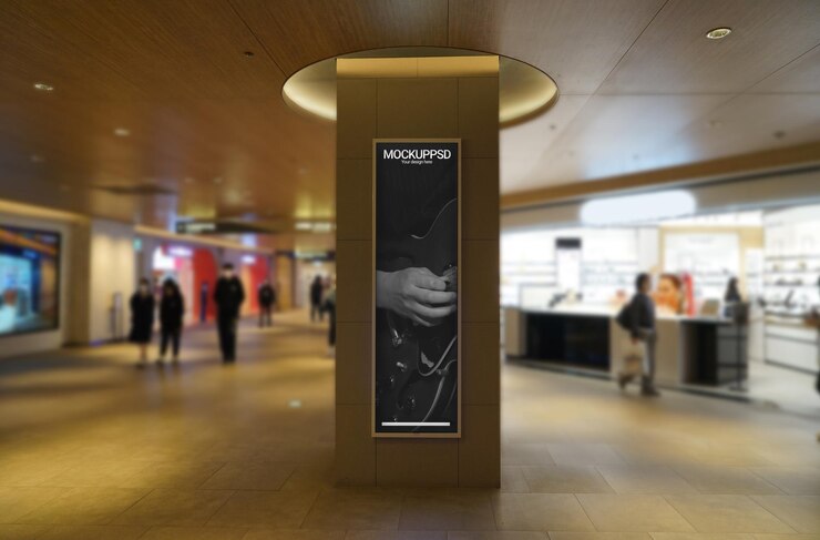 PSD underground shopping mall advertising mock up photo