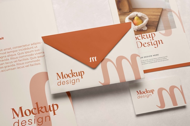 undersaturated earth tones stationery set mockup