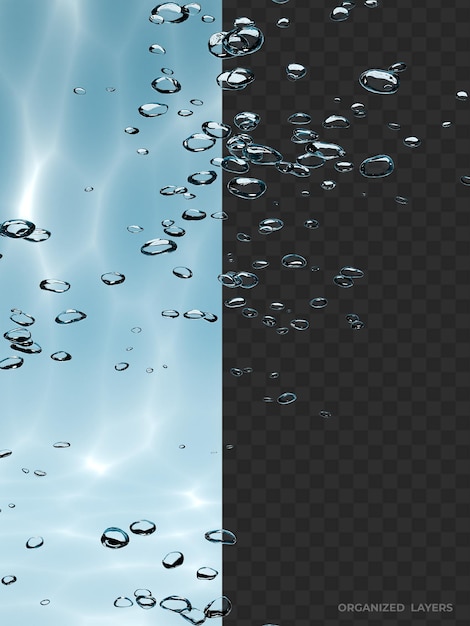 PSD underwater bubbles overlay on white background