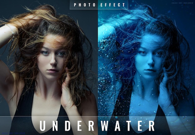 PSD underwater photo effect template