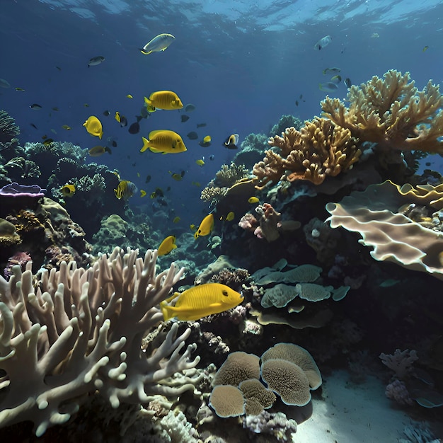PSD 다채로운 산호류 가 있는 수중 세계