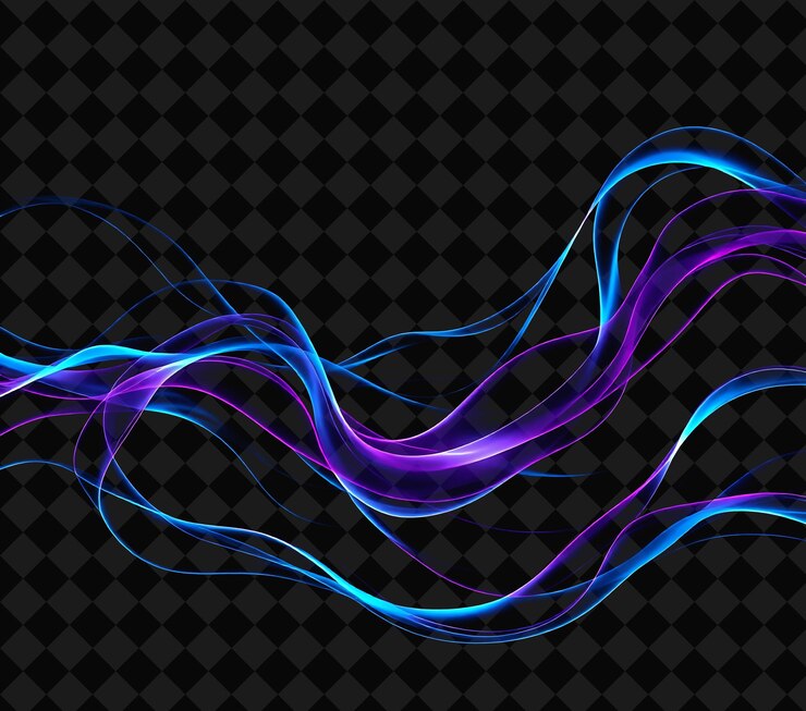PSD undulating fermion waves graceful flowing ribbons of electric y2k inspired neon background