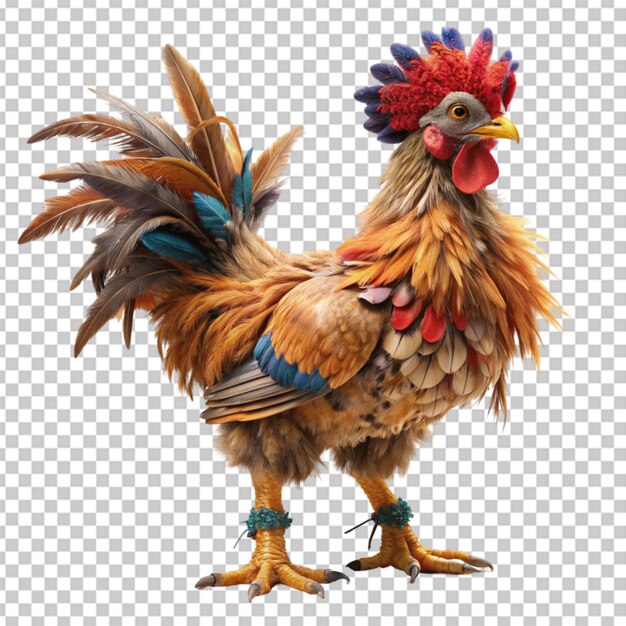 PSD une poule en costume et avec joli plumage