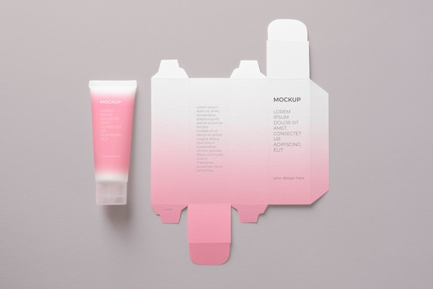 Mockup di scatola cosmetica spiegata