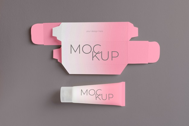 PSD unfolded cosmetic box mockup