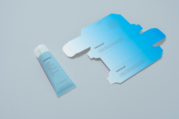 Mockup di scatola cosmetica spiegata