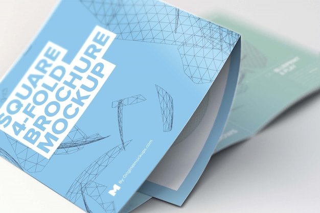 PSD unfolding square 4-fold brochure mockup