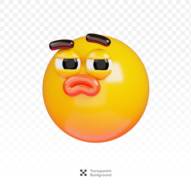 PSD unhappy face emoji rendering 3d dell'emoticon su sfondo trasparente