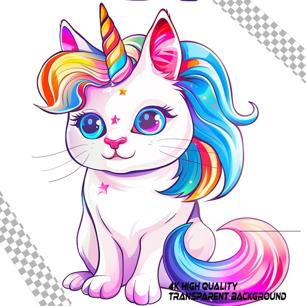 PSD costume di unicorno per gatto singolo clipart sfondo bianco su sfondo trasparente