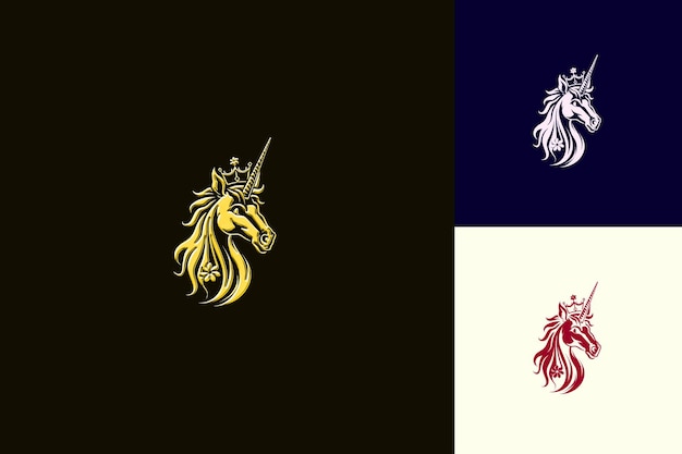 PSD the unicorn is a golden unicorn with a gold and blue background