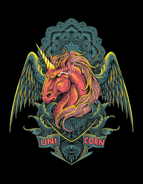 PSD illustrazione del logo dell'unicorno