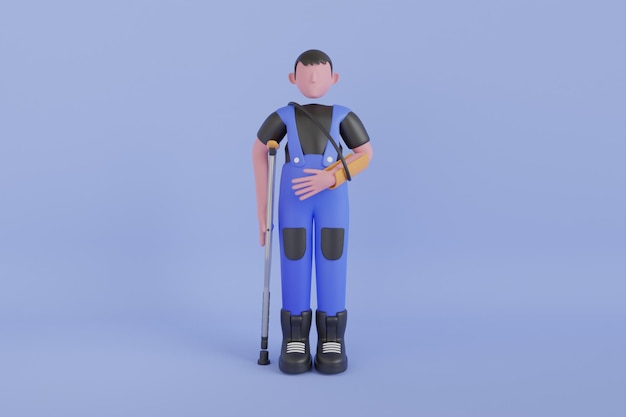 PSD a uniformed worker with injuries to his foot and hand bravely persevering through physical pain