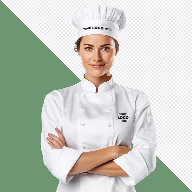 PSD uniformy szefa kuchni kapelusz fartuch uśmiechnięty przezroczysty arabski model logo psd portret personel piekarzy włoski