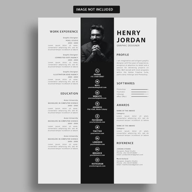 Unikalny minimalistyczny szablon CV PSD