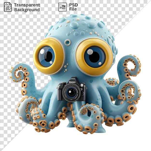 Unique 3d deep sea photographer cartoon capturing rare sea creatures with a black camera