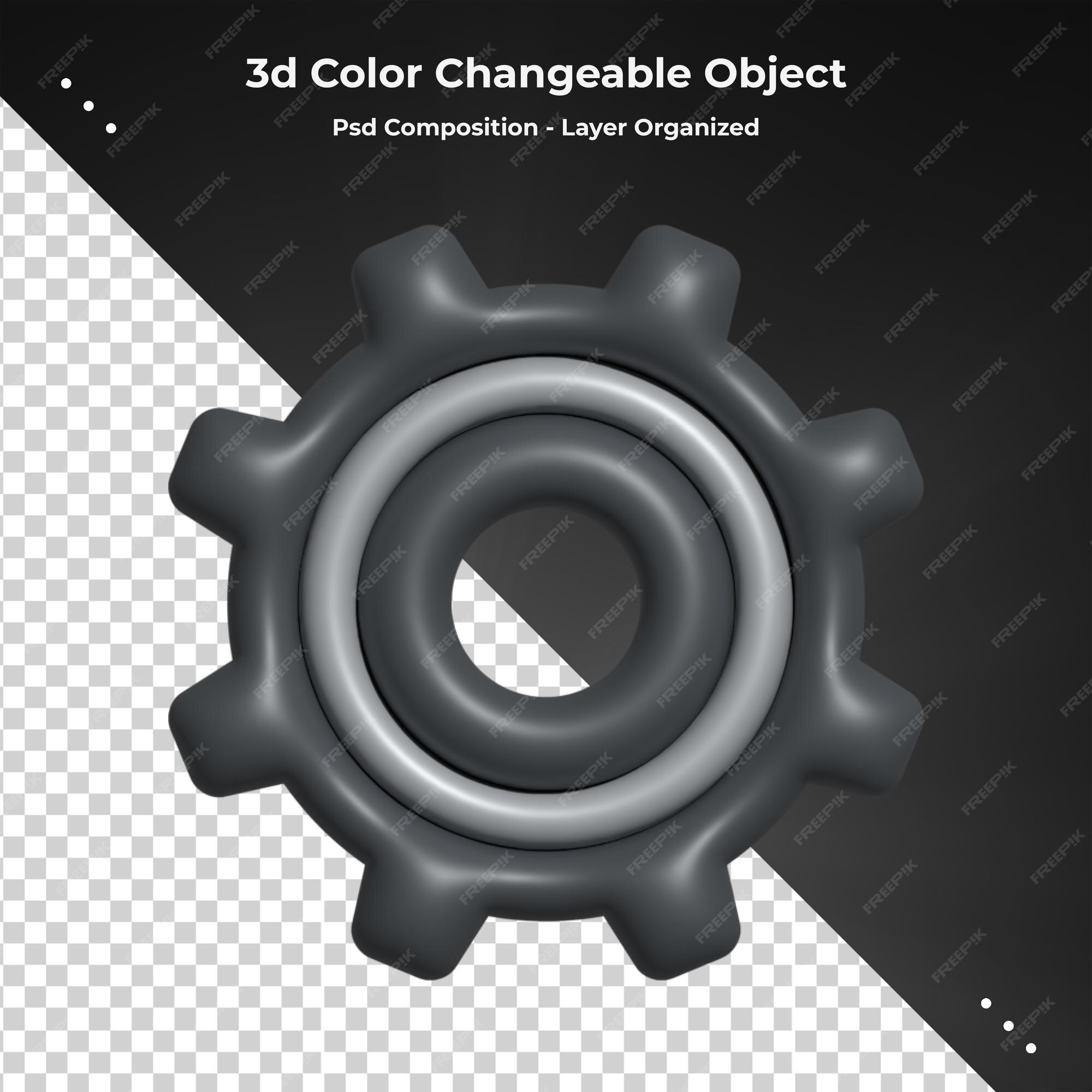 3D render gear icon. Unique 3d setting icon, simple 3d model set gear icon  on white backgroun. 22280534 PNG