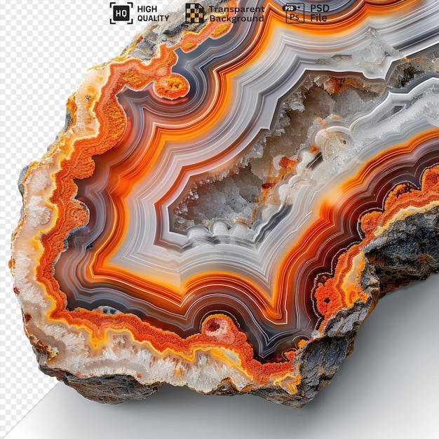 Unique agate slice with banded patterns on a isolated background