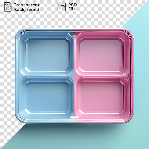 PSD unique baking trays in pink and blue hues displayed on a blue table