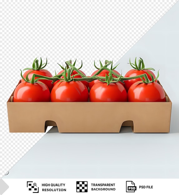 PSD pomodoro unico ramo in scatola riciclabile mockup su sfondo isolato png psd