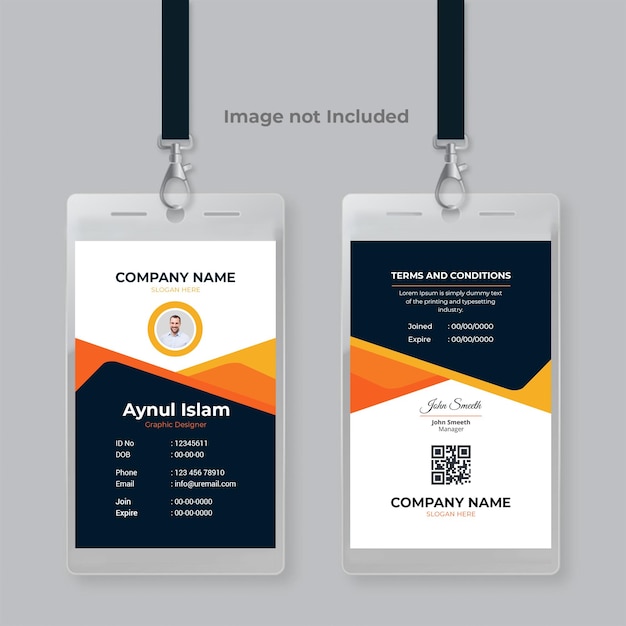 PSD unique and creative id card template design for company employee officer