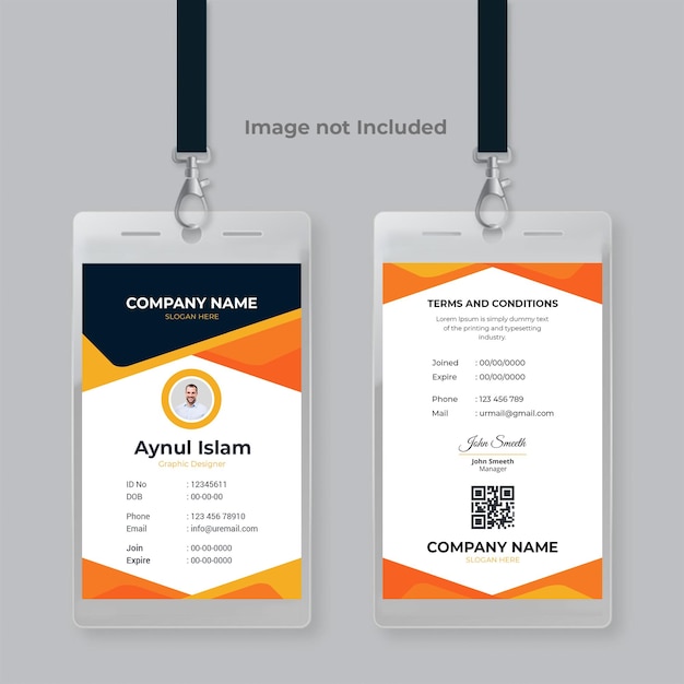 PSD unique and creative id card template design for company employee officer